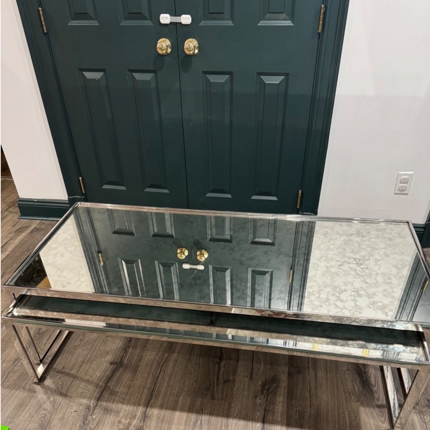 Restoration Hardware Nesting Silver Coffee Tables - image-1