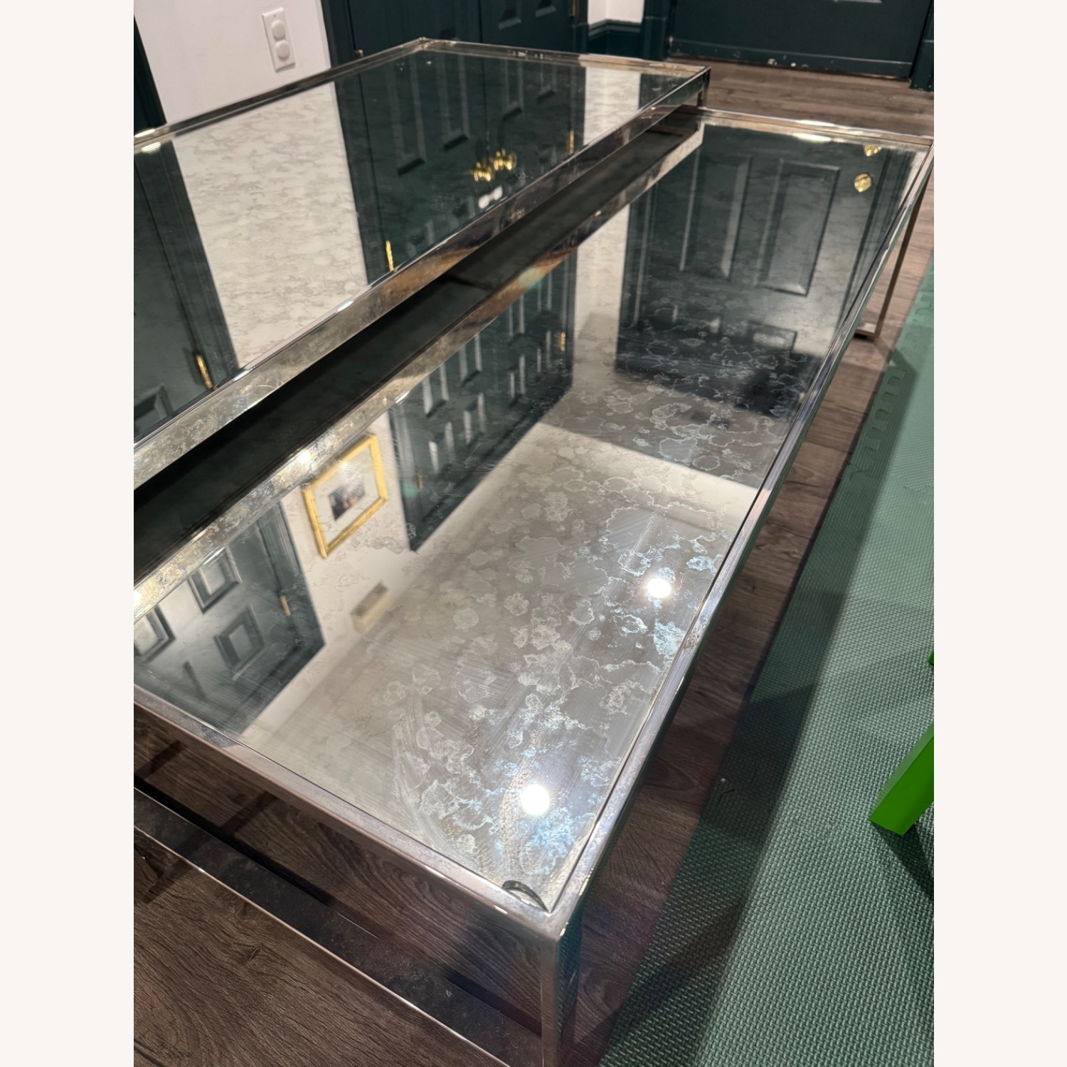 Restoration Hardware Nesting Silver Coffee Tables - image-3