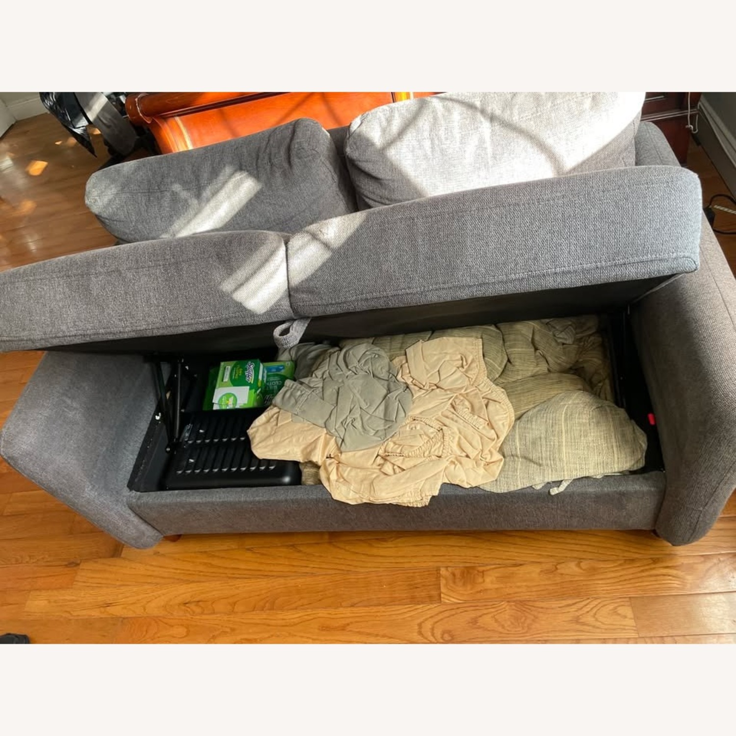 Linen Flared Arm Loveseat with Storage - image-2