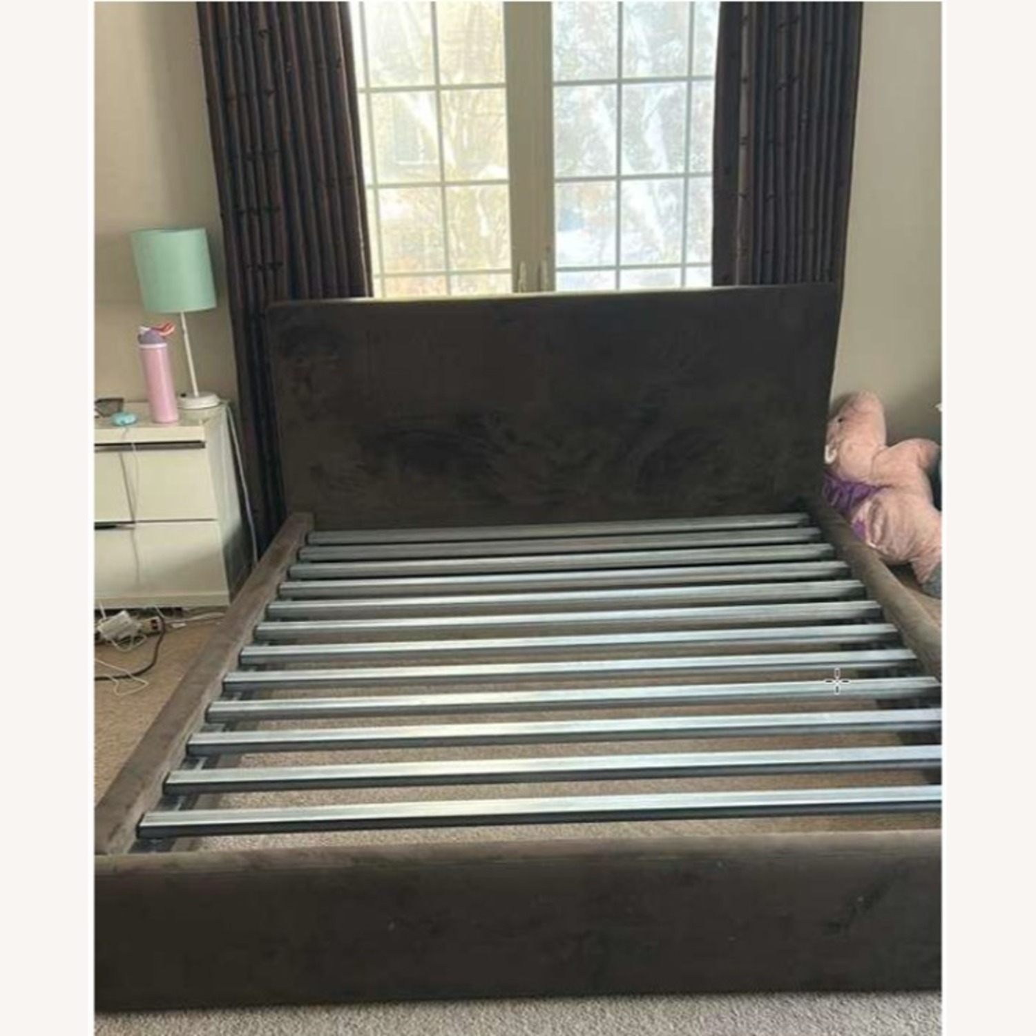 Room & Board Dark Brown Fabric Queen Platform Bed  - image-1