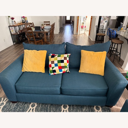 Used Rooms To Go Blue Fabric 3+ Seater Sofa for sale on AptDeco
