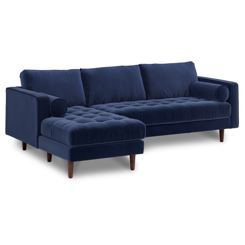 Used Article Sven 100" Tufted Velvet Left Sectional - Plush Cascadia Blue for sale on AptDeco