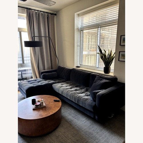 Used Article Sven 100" Tufted Velvet Left Sectional - Plush Cascadia Blue for sale on AptDeco