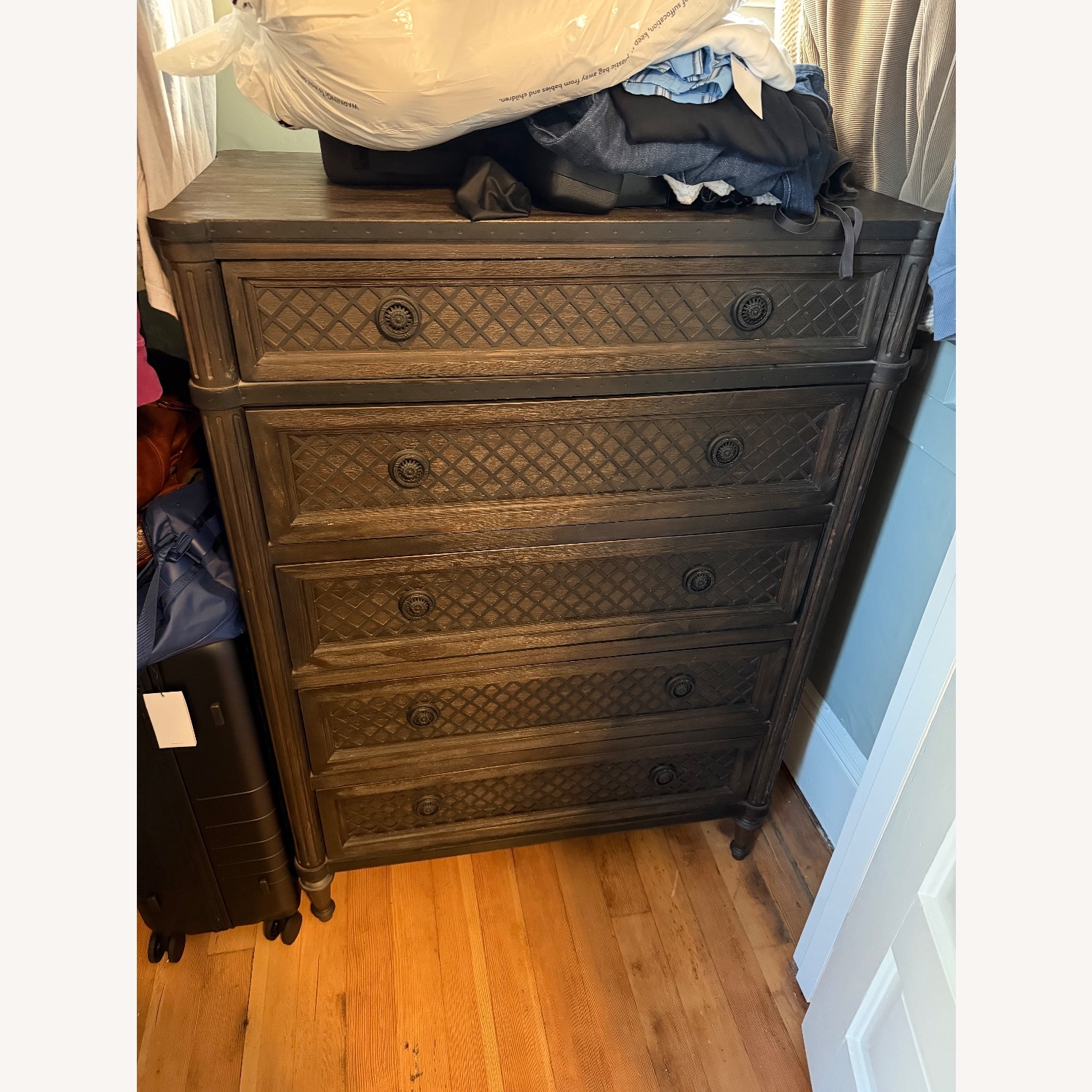 Restoration Hardware Louis XVI Treillage Brown 5-Drawer Dresser - image-2