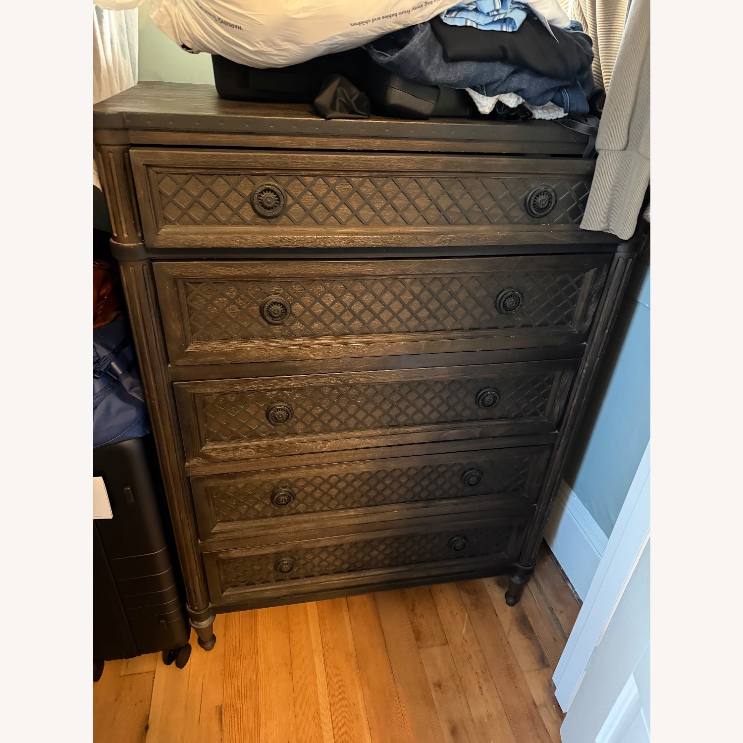 Restoration Hardware Louis XVI Treillage Brown 5-Drawer Dresser - image-3