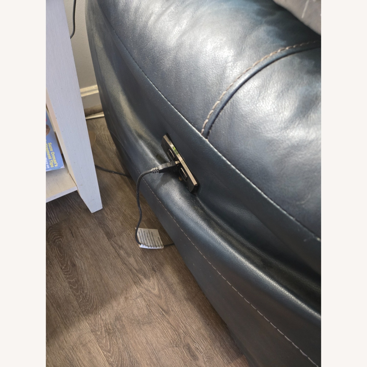 Blue Leather 3+ Piece Sectional - image-3