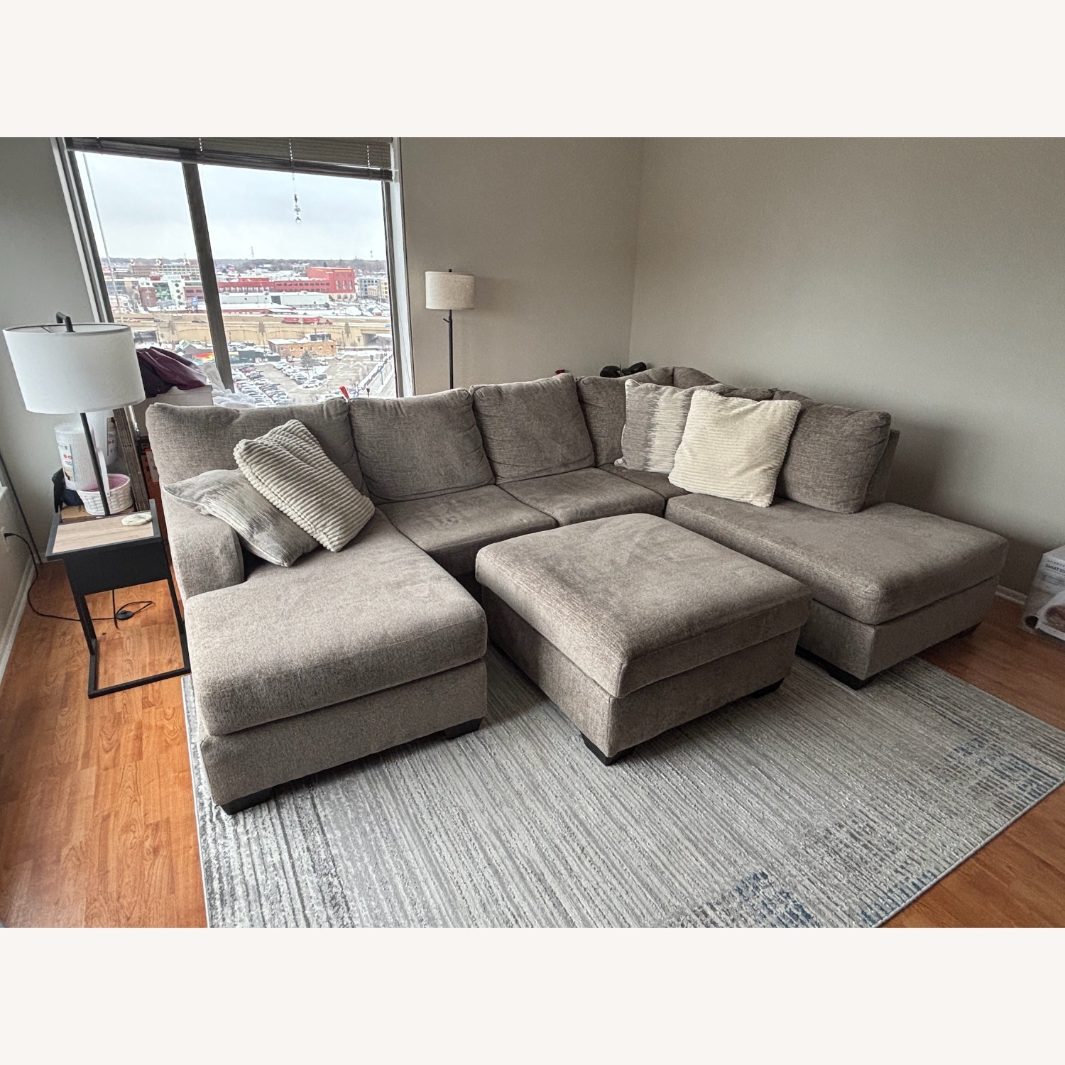 Ashley Furniture 2 Piece Sectional + Ottoman - image-1