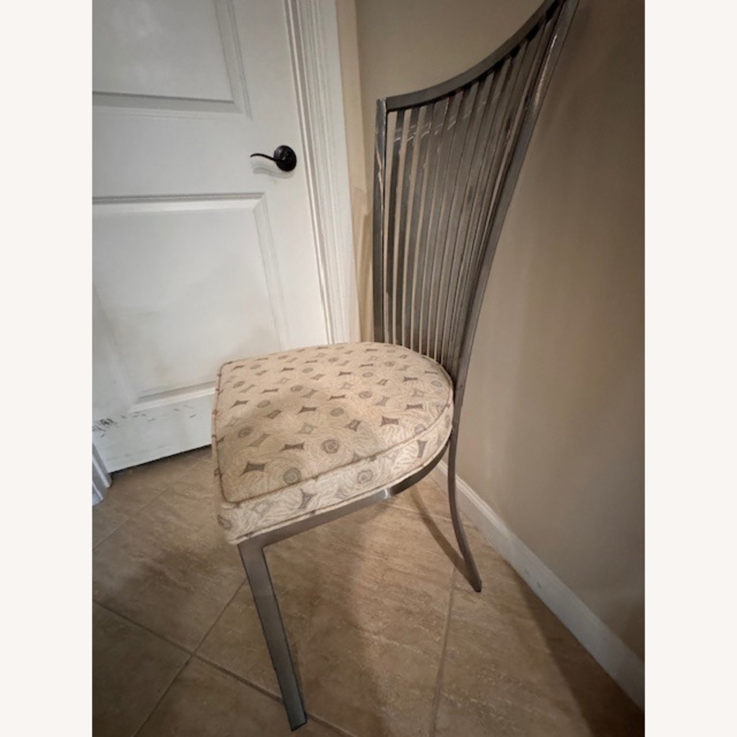 Custom Fabric Metal Dining Chairs - image-2