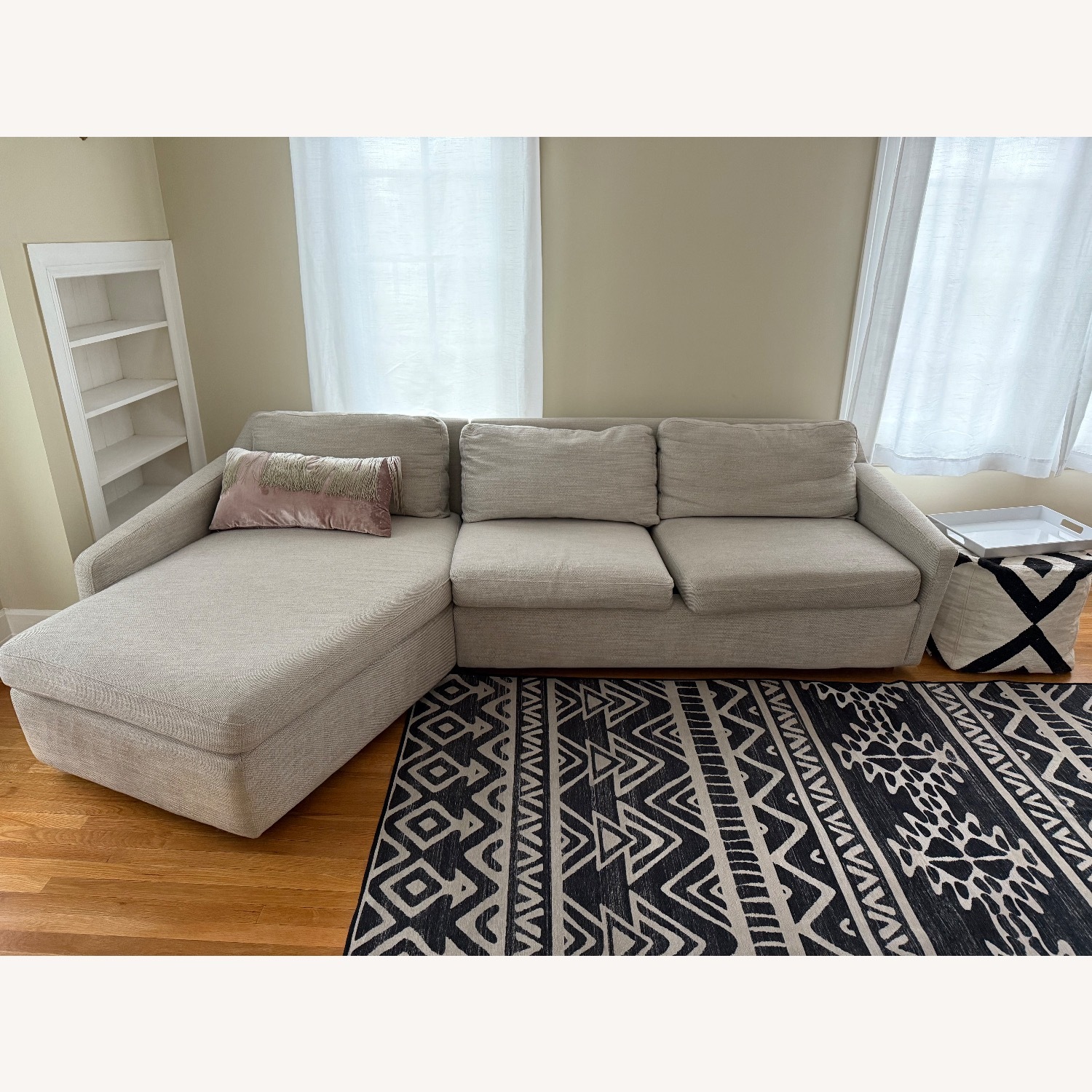 West Elm Trapez Light Grey/Beige Sectional Sofa - image-6