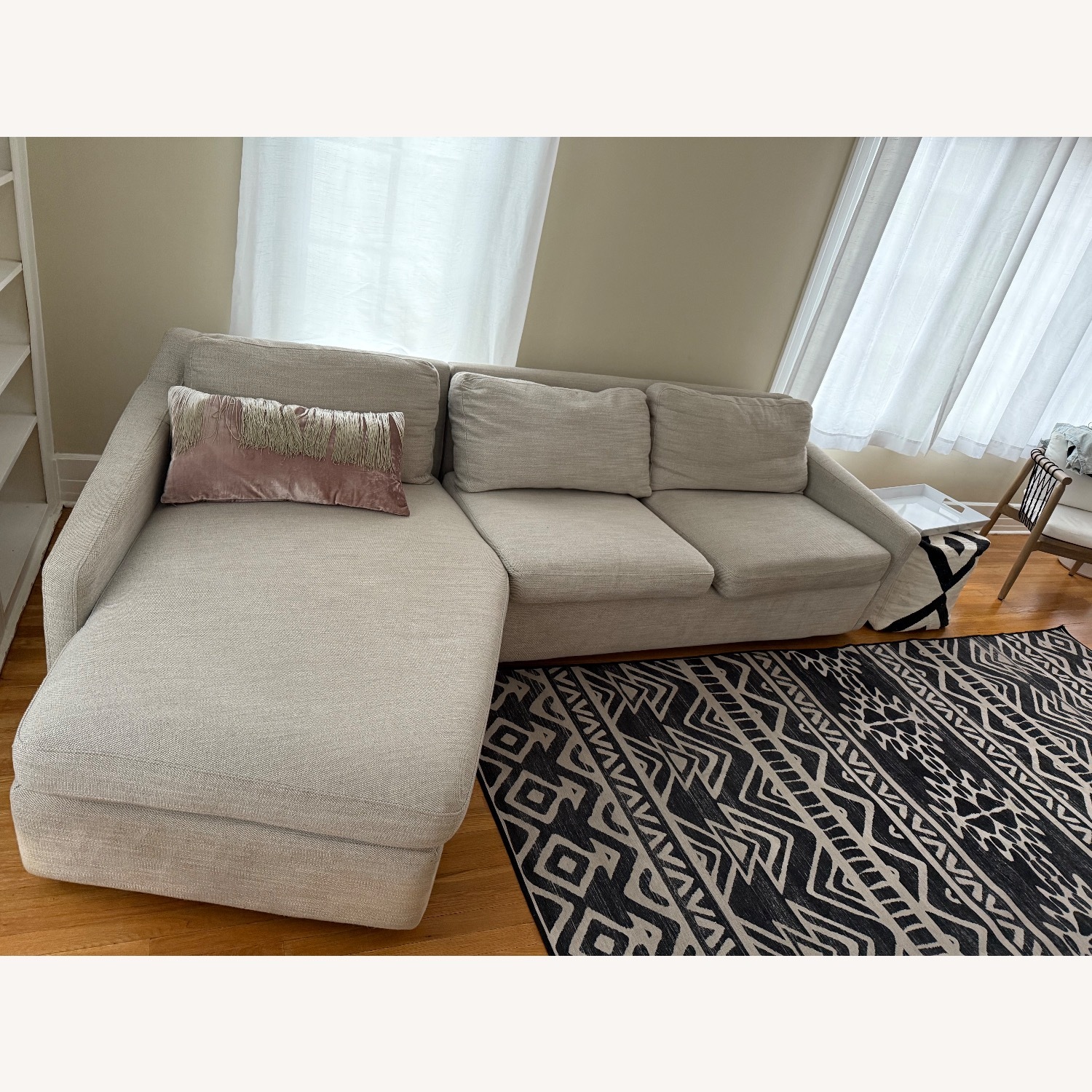 West Elm Trapez Light Grey/Beige Sectional Sofa - image-2