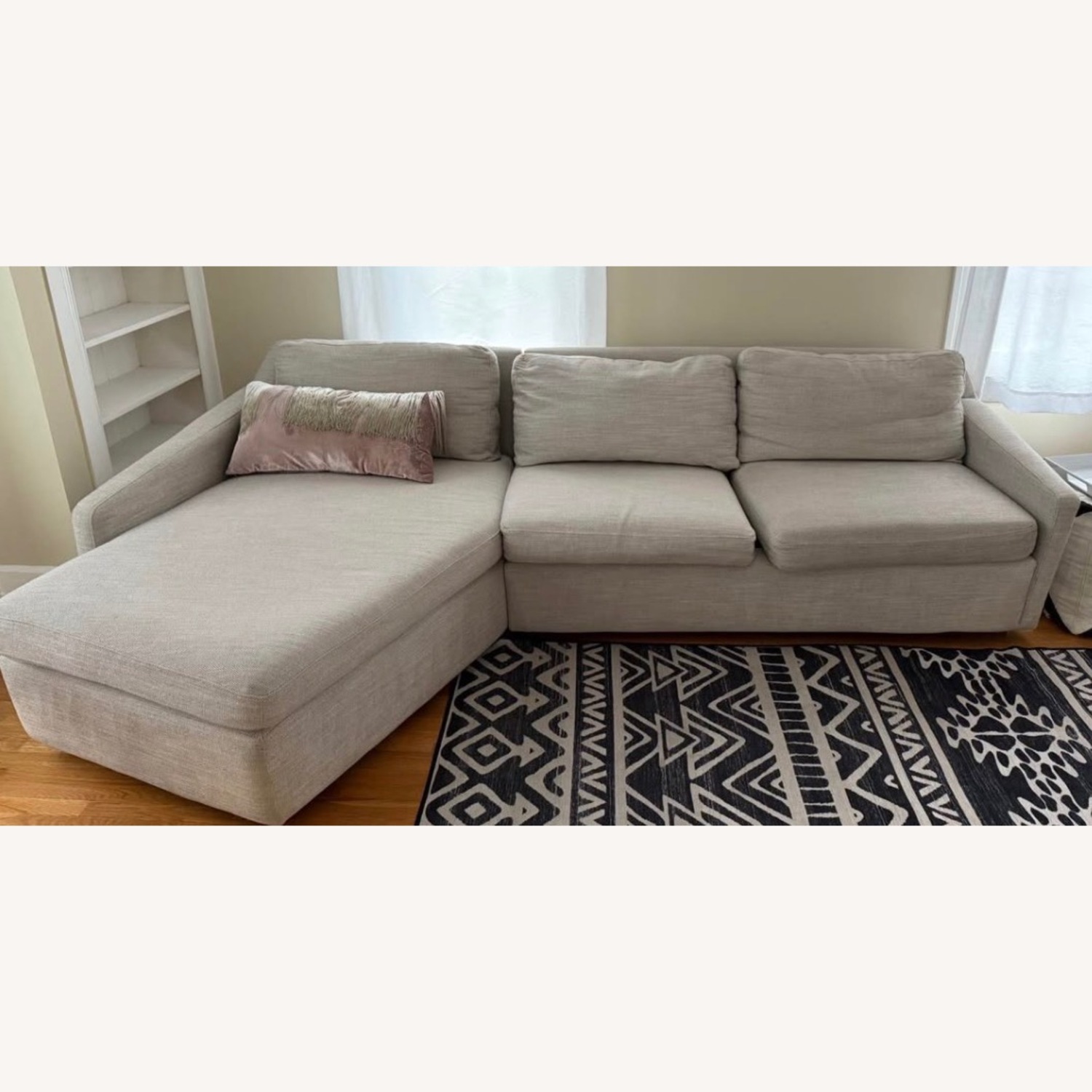 West Elm Trapez Light Grey/Beige Sectional Sofa - image-1