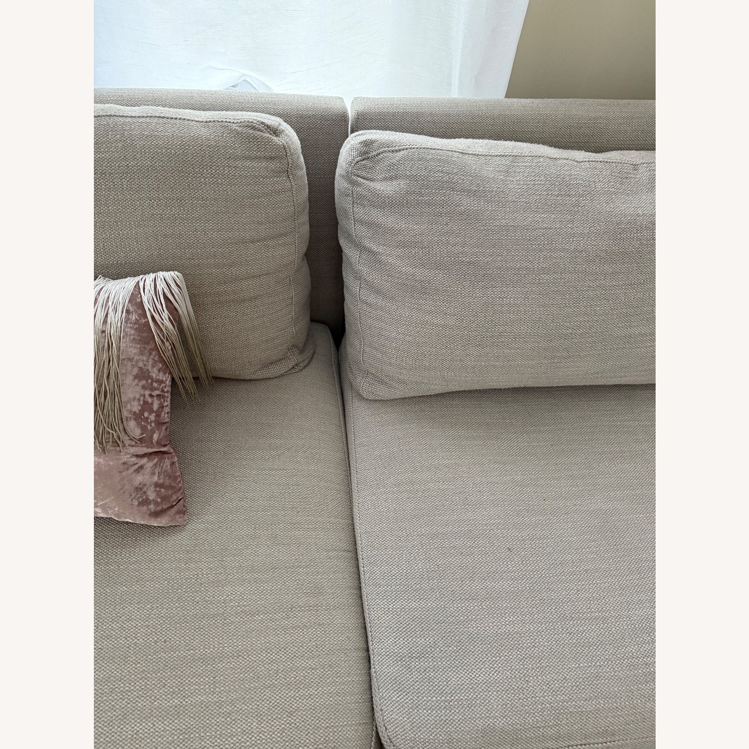 West Elm Trapez Light Grey/Beige Sectional Sofa - image-5