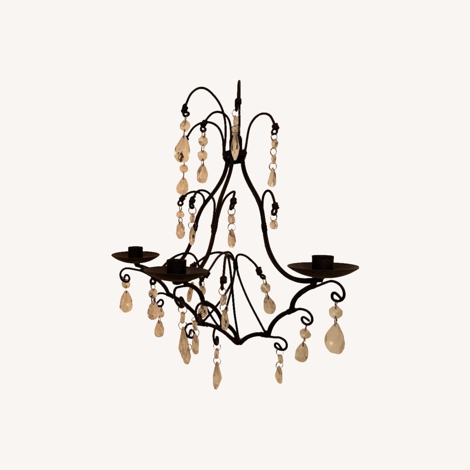 Wall Candle Sconces with Crystal Drops Set of 2 - image-0