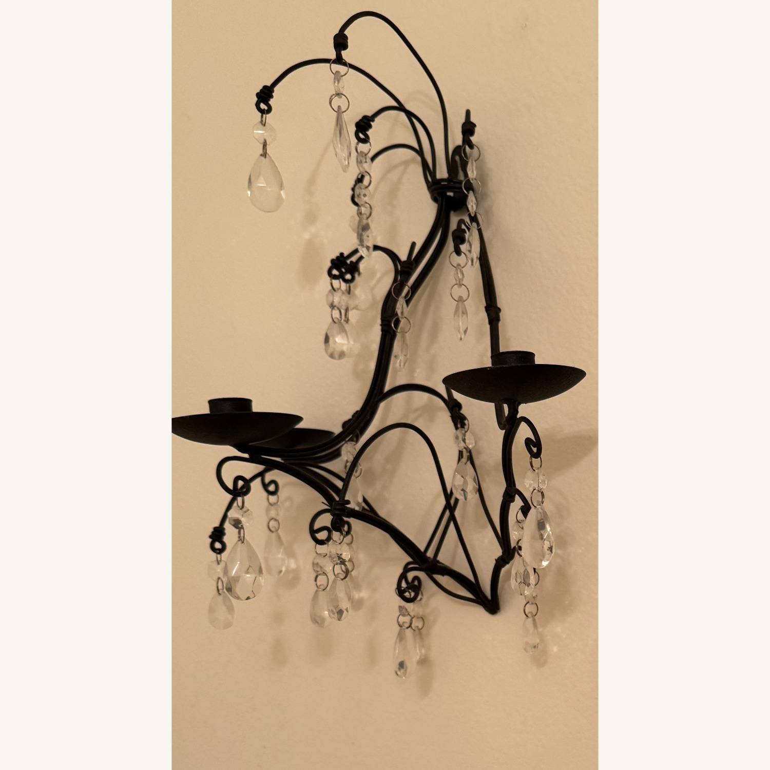 Wall Candle Sconces with Crystal Drops Set of 2 - image-3