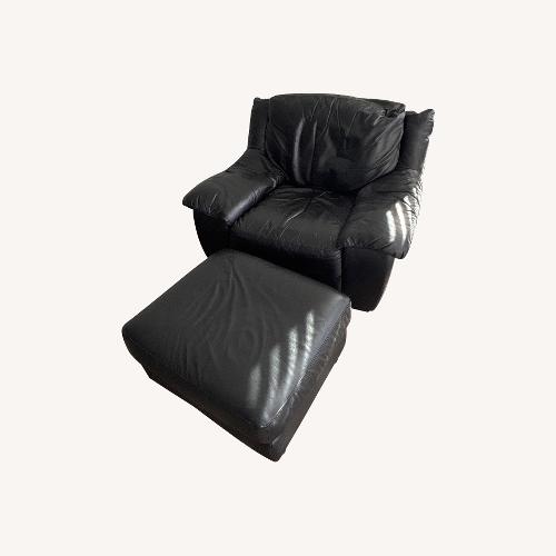 Used Italsofa Black Leather Couch with Ottoman for sale on AptDeco
