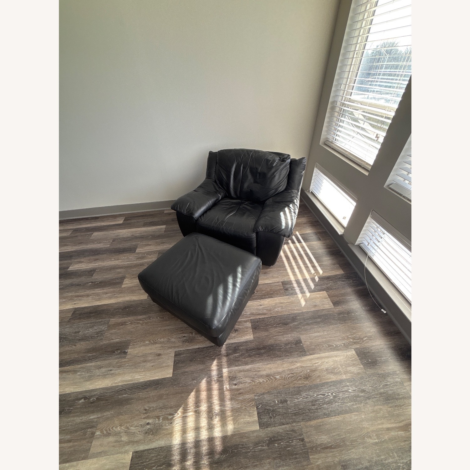 Italsofa Black Leather Couch with Ottoman  - image-1