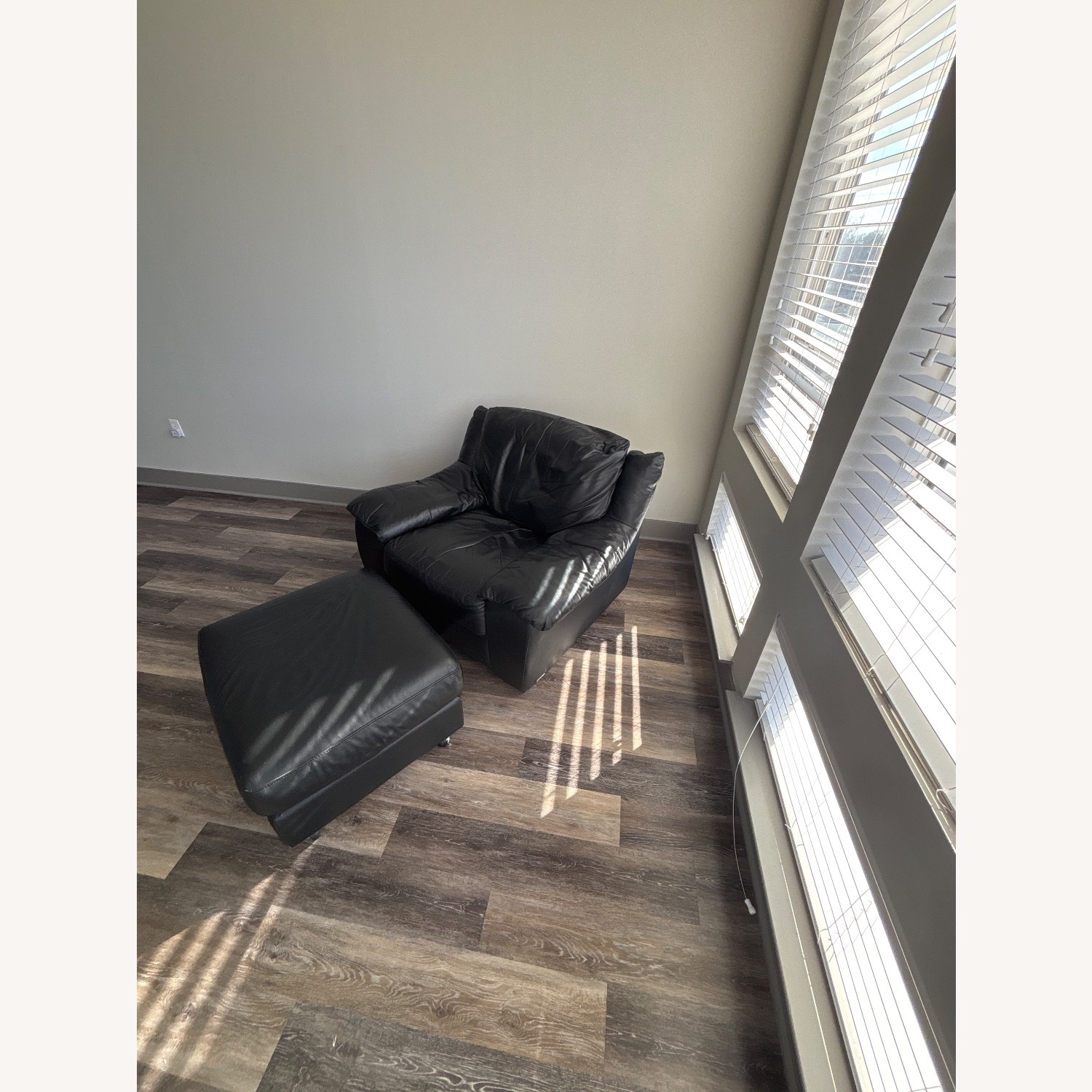 Italsofa Black Leather Couch with Ottoman  - image-2