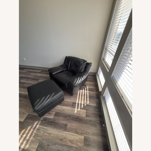 Used Italsofa Black Leather Couch with Ottoman  for sale on AptDeco