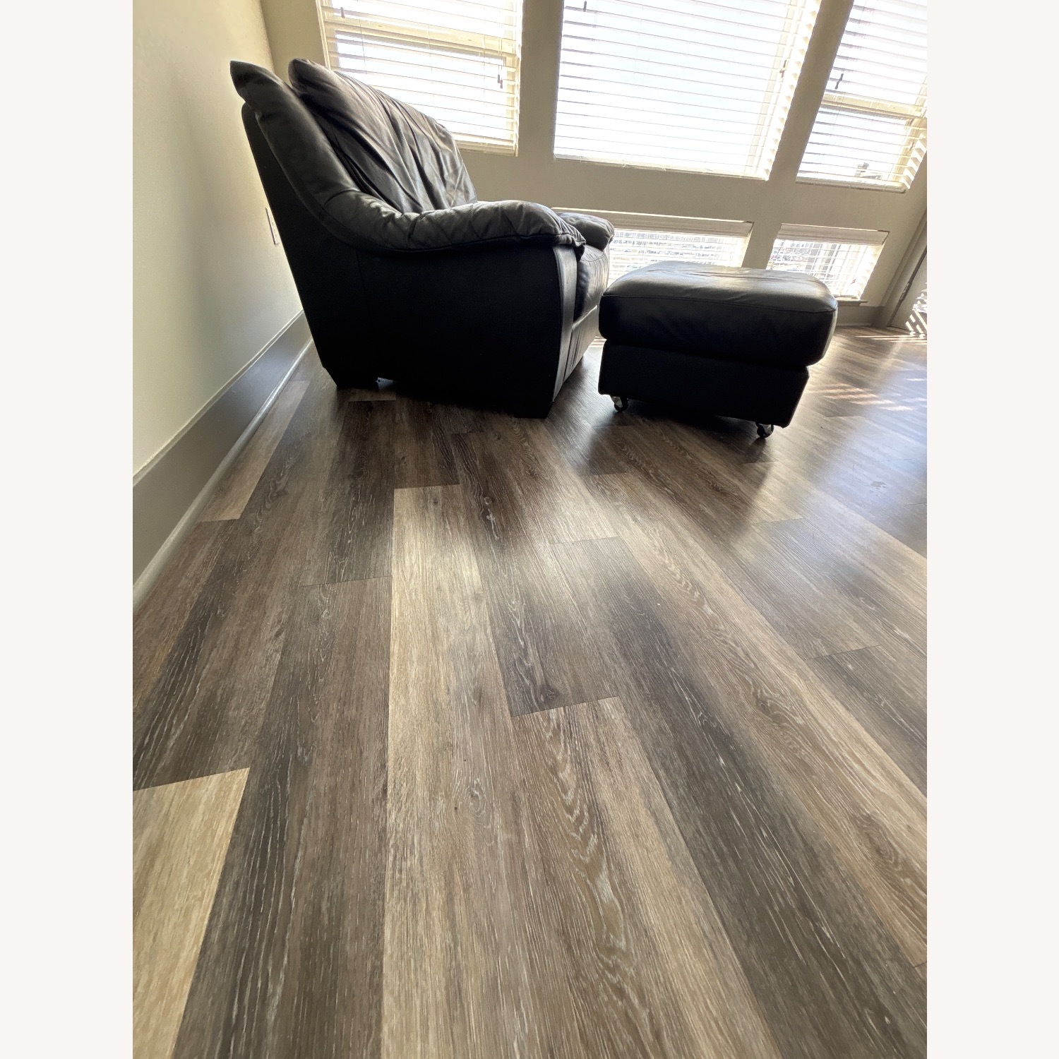 Italsofa Black Leather Couch with Ottoman  - image-4