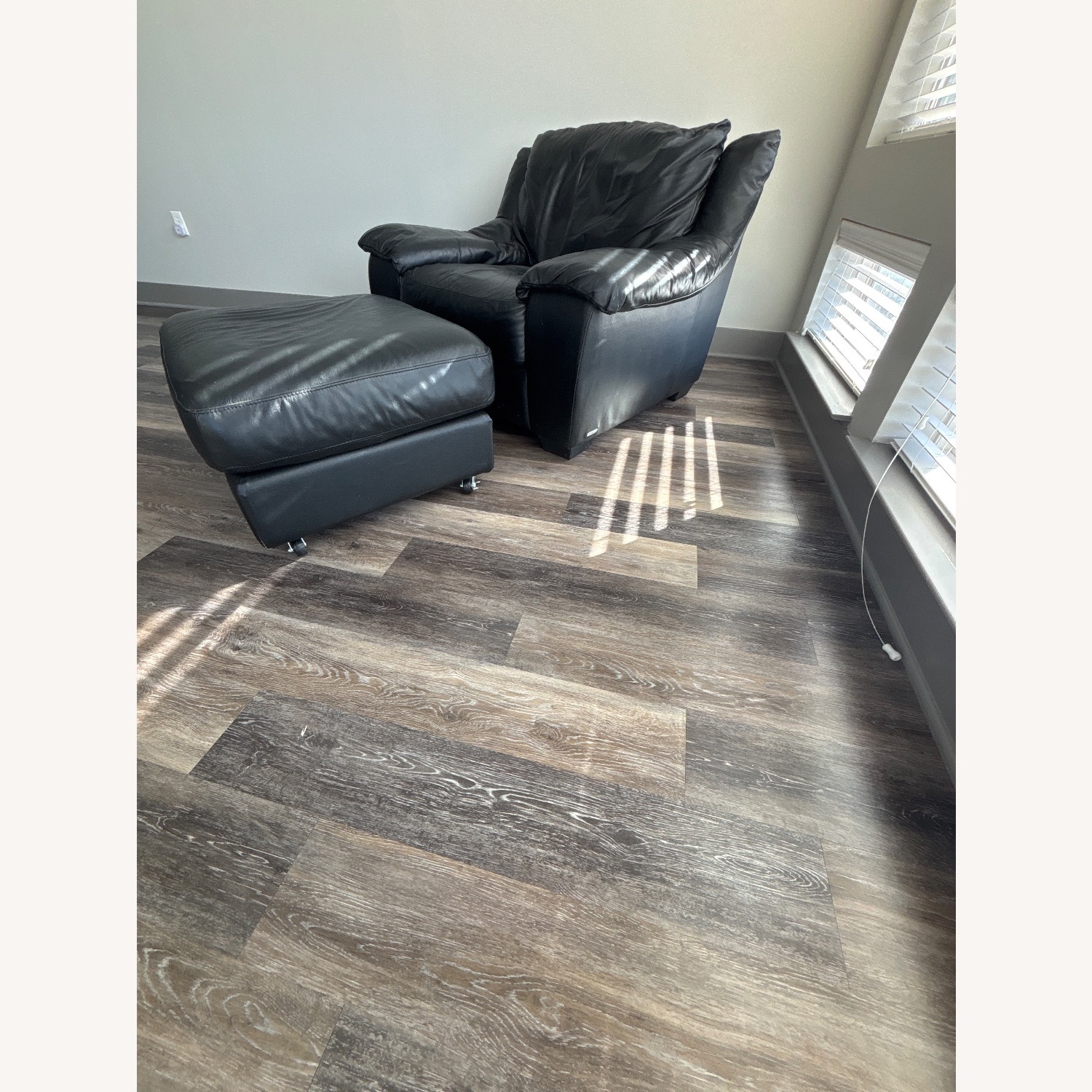 Italsofa Black Leather Couch with Ottoman  - image-3