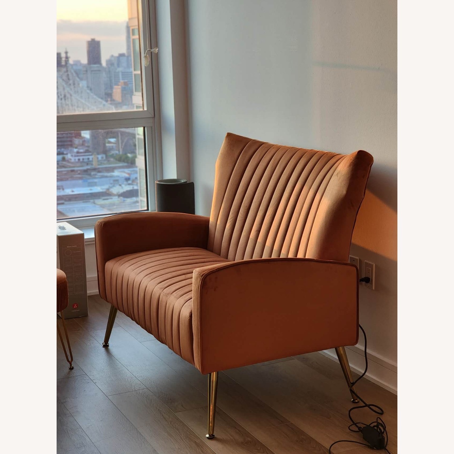 Contemporary Velvet Wingback Loveseat - image-2