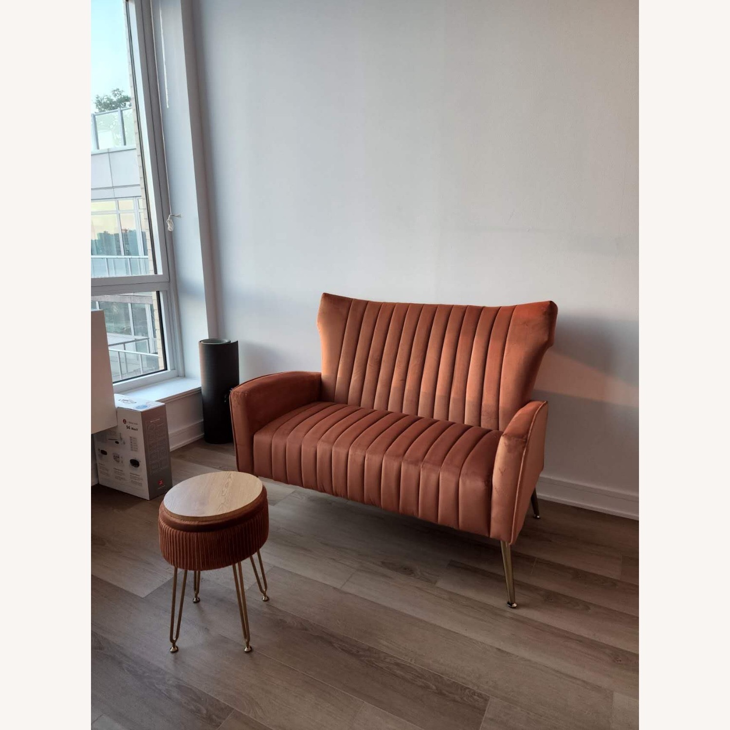 Contemporary Velvet Wingback Loveseat - image-3