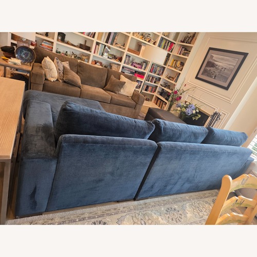 Used Ethan Allen Blue Fabric 2 Piece Sectional for sale on AptDeco