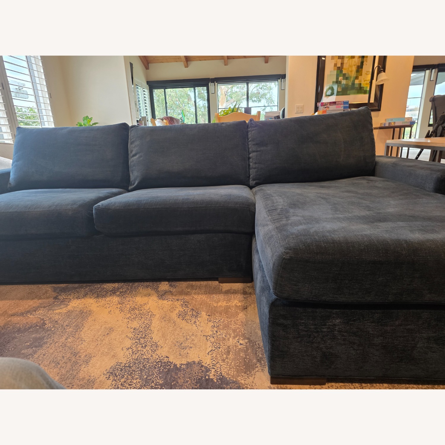 Ethan Allen Blue Fabric 2 Piece Sectional - image-3