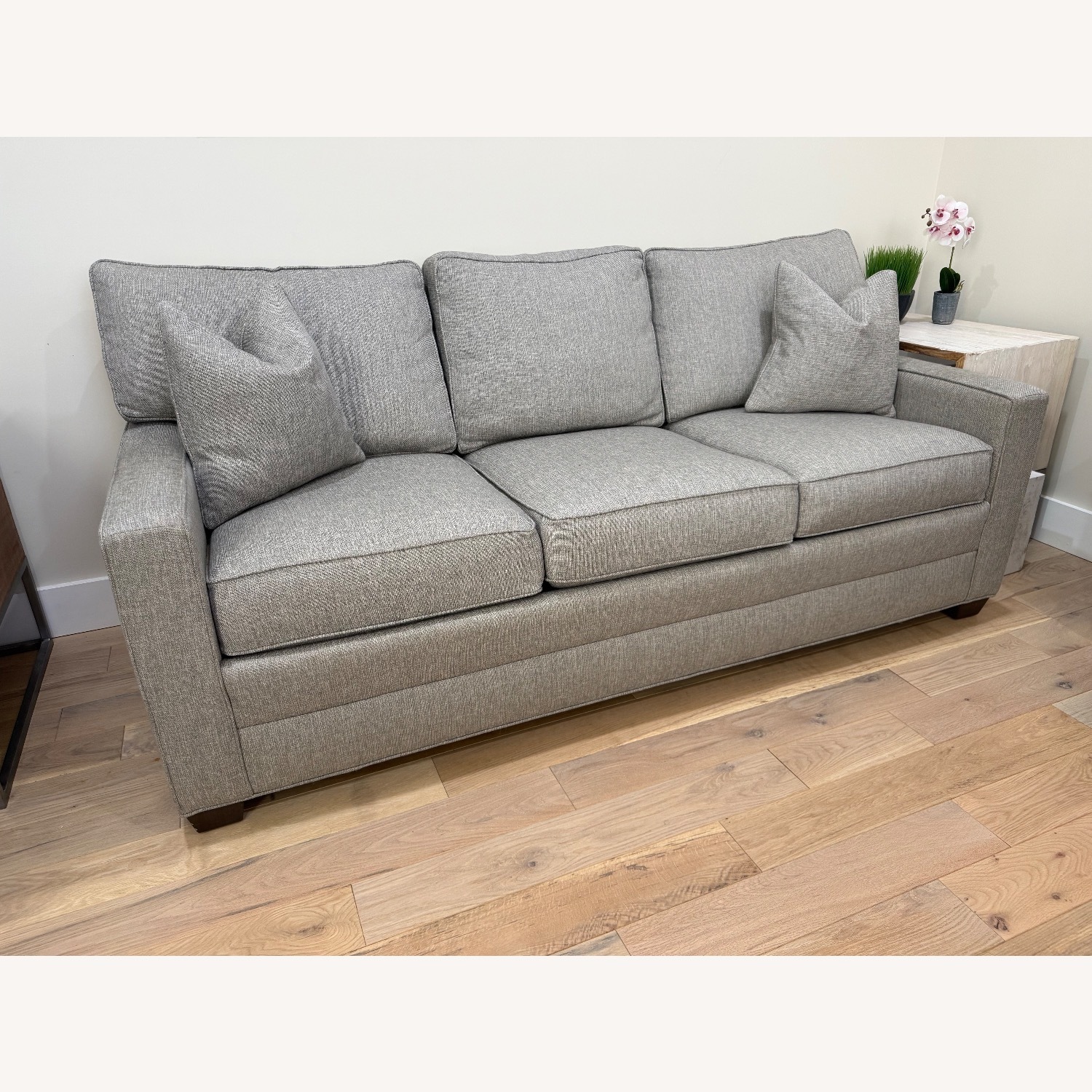 Ethan Allen Light Gray Fabric Sleeper Sofa - image-1