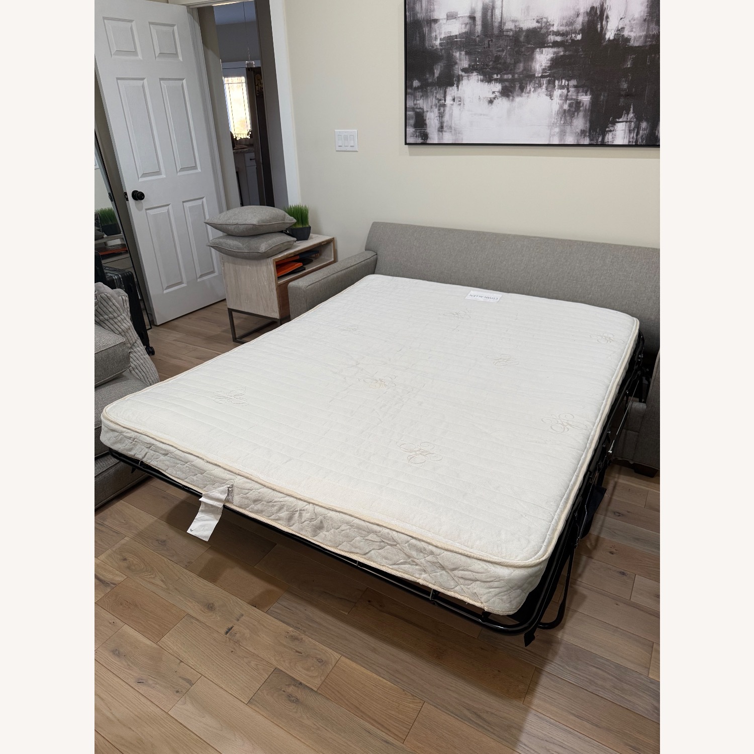 Ethan Allen Light Gray Fabric Sleeper Sofa - image-4