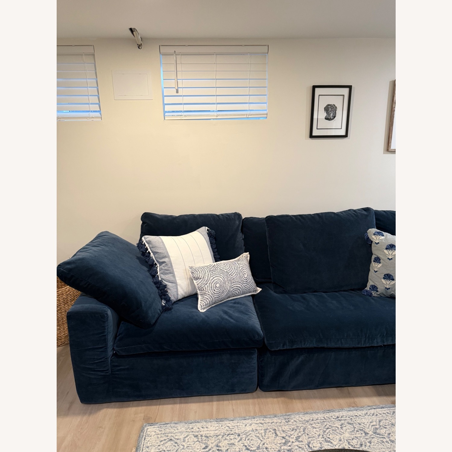 Restoration Hardware Cloud Sectional Indigo Velvet Sofa - image-3