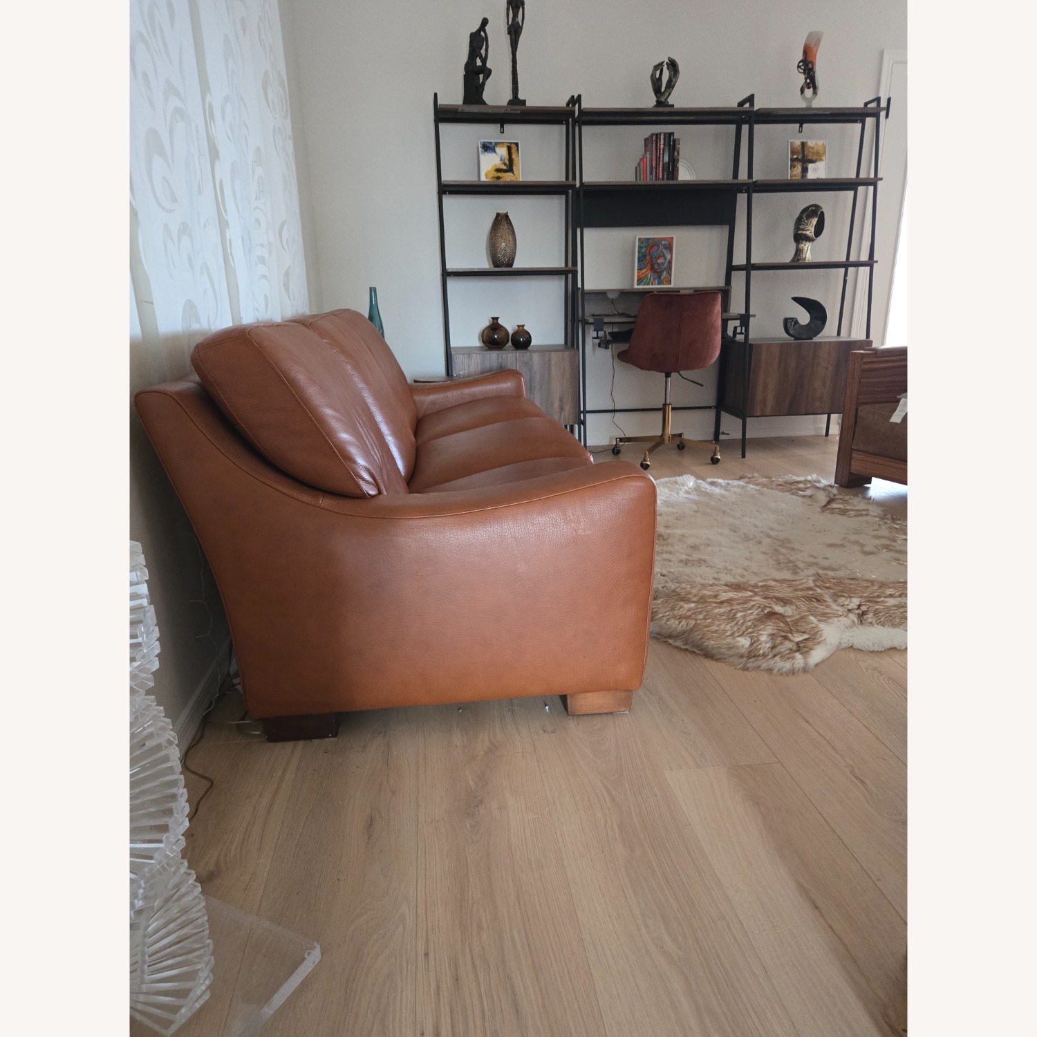 Roche Bobois Light Brown Leather 3+ Seater Sofa - image-1