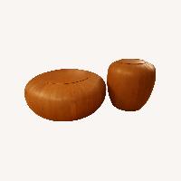 Tod Leather Pouf by Lema