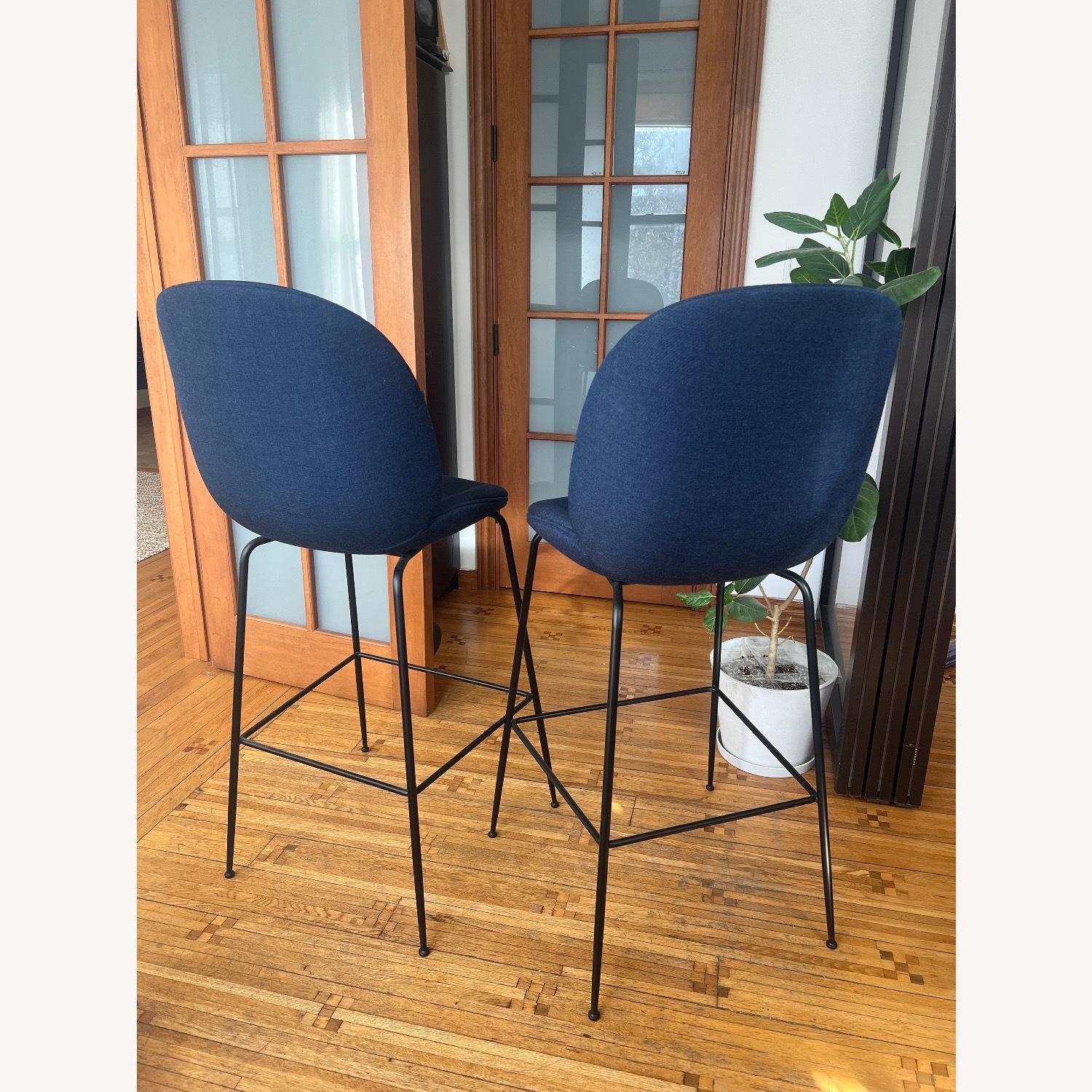 Gubi Beetle Bar Stools - Blue Upholstery - image-2