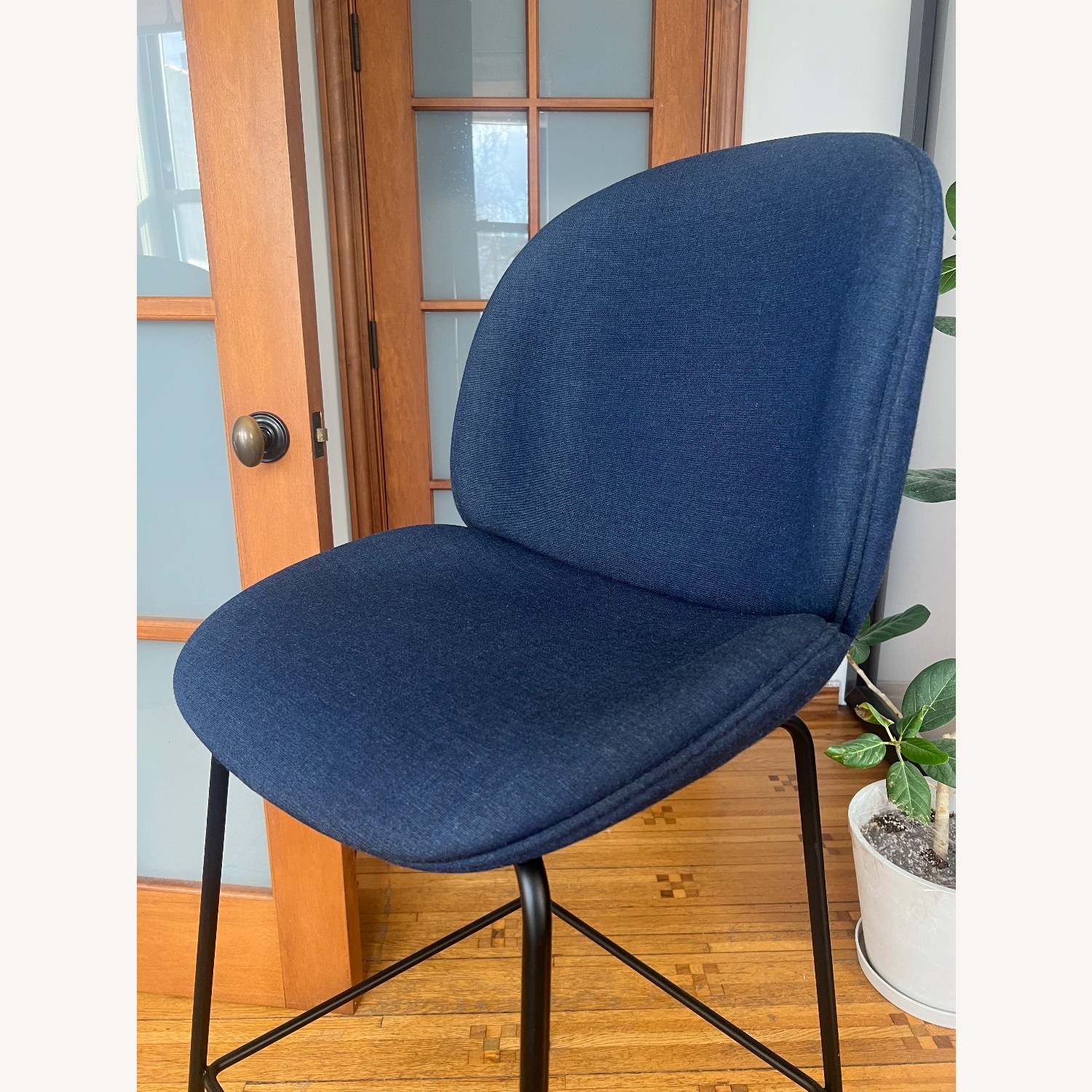 Gubi Beetle Bar Stools - Blue Upholstery - image-3