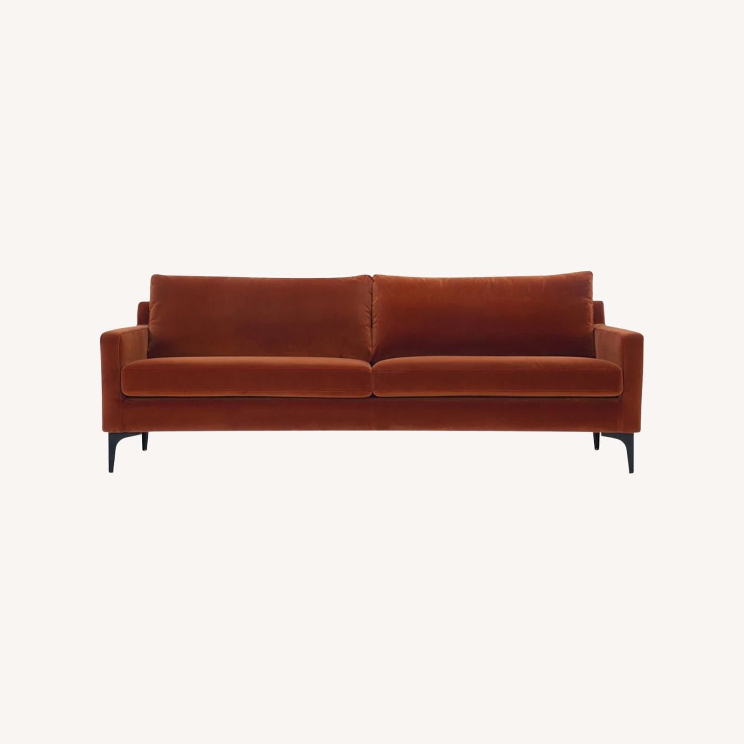 Orange Velvet Loveseat - image-0