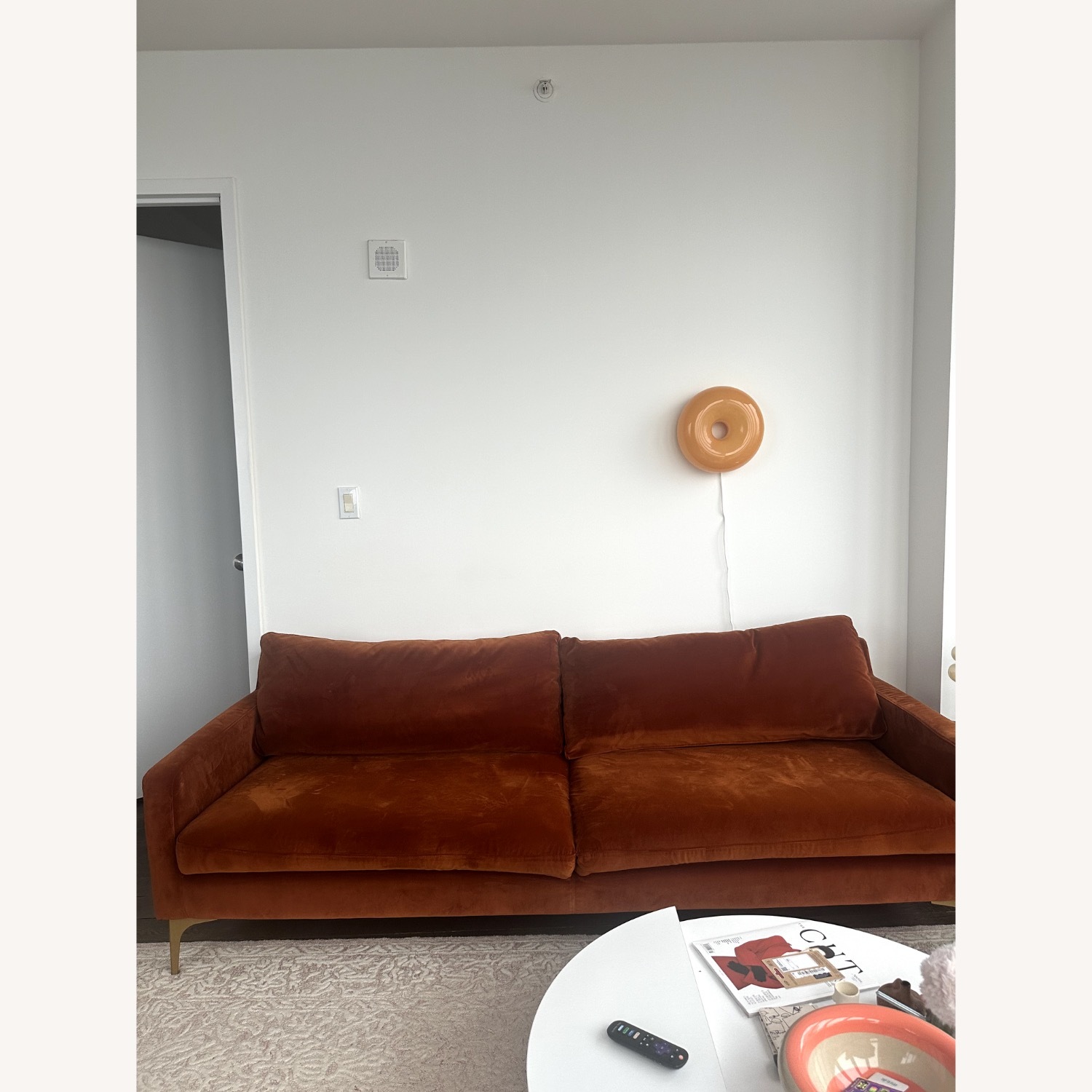 Orange Velvet Loveseat - image-3