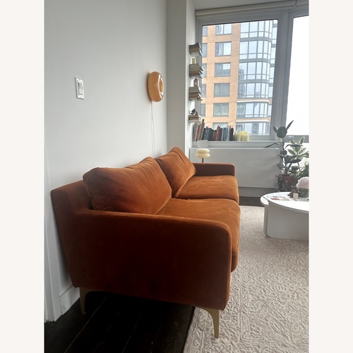 Used Orange Velvet Loveseat for sale on AptDeco