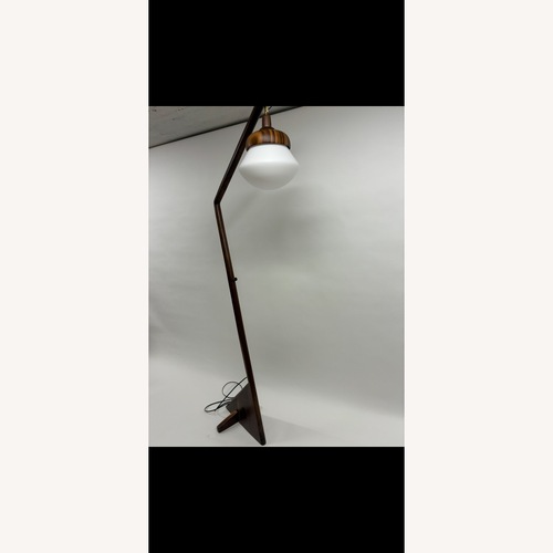 Used Black Walnut Wood Curve Floor Lamp for sale on AptDeco