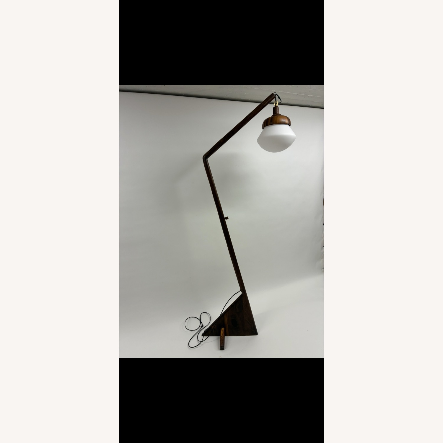 Black Walnut Wood Curve Floor Lamp - image-1