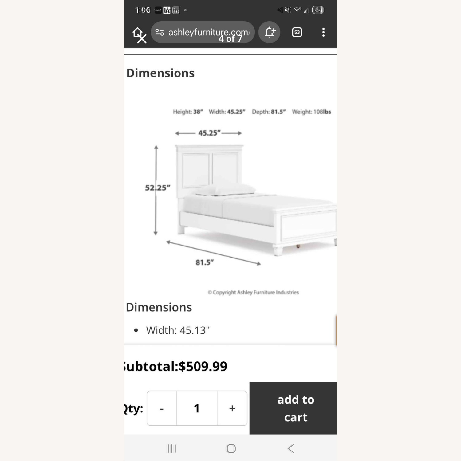 Ashley Furniture White Wood Twin Bed - image-5