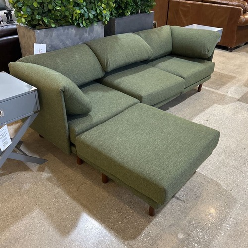 Used Burrow Range 4-Piece Lounger Sectional Moss Green for sale on AptDeco
