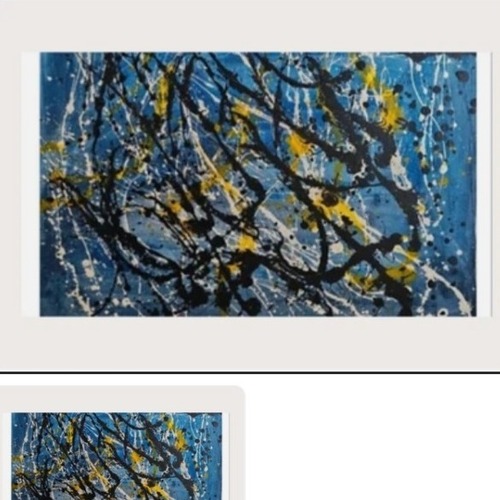 Used Jackson Pollack Blue Drip Painting Fireworks for sale on AptDeco