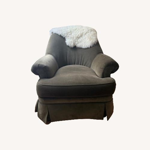 Used Ethan Allen Green Velvet Armchair and Footstool for sale on AptDeco