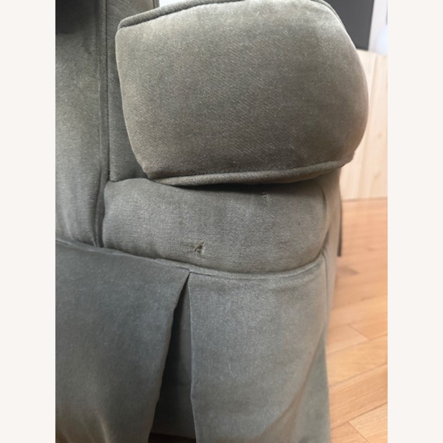 Ethan Allen Green Velvet Armchair and Footstool - image-6