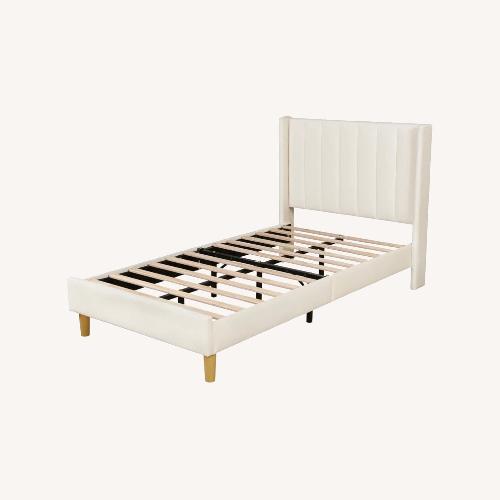 Used Wayfair Natural Microsuede Twin Bed for sale on AptDeco