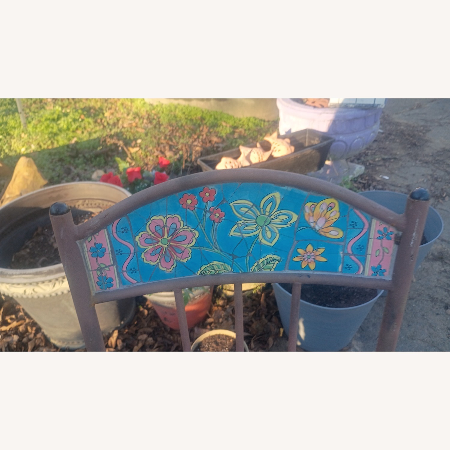 Vintage Mosaic Iron and Porcelain Chair Set 1970s  - image-7