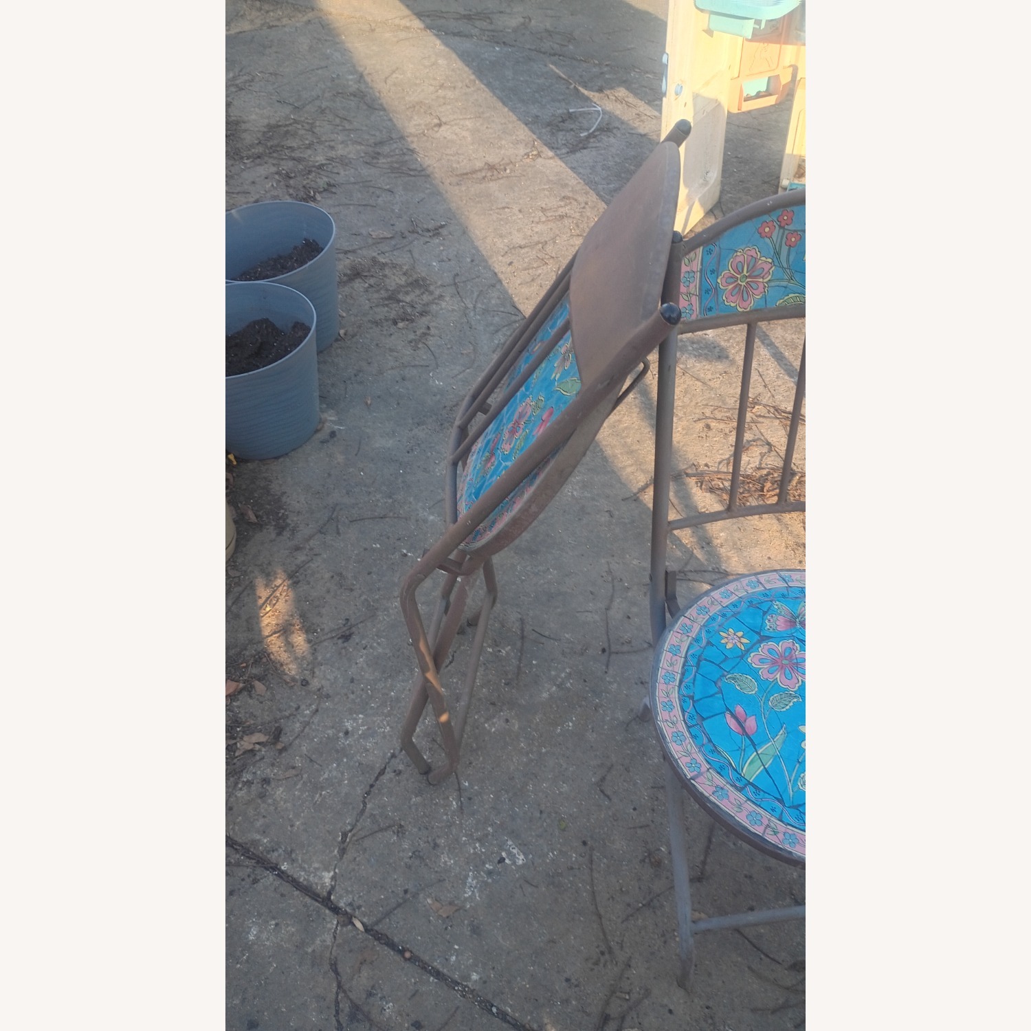 Vintage Mosaic Iron and Porcelain Chair Set 1970s  - image-3