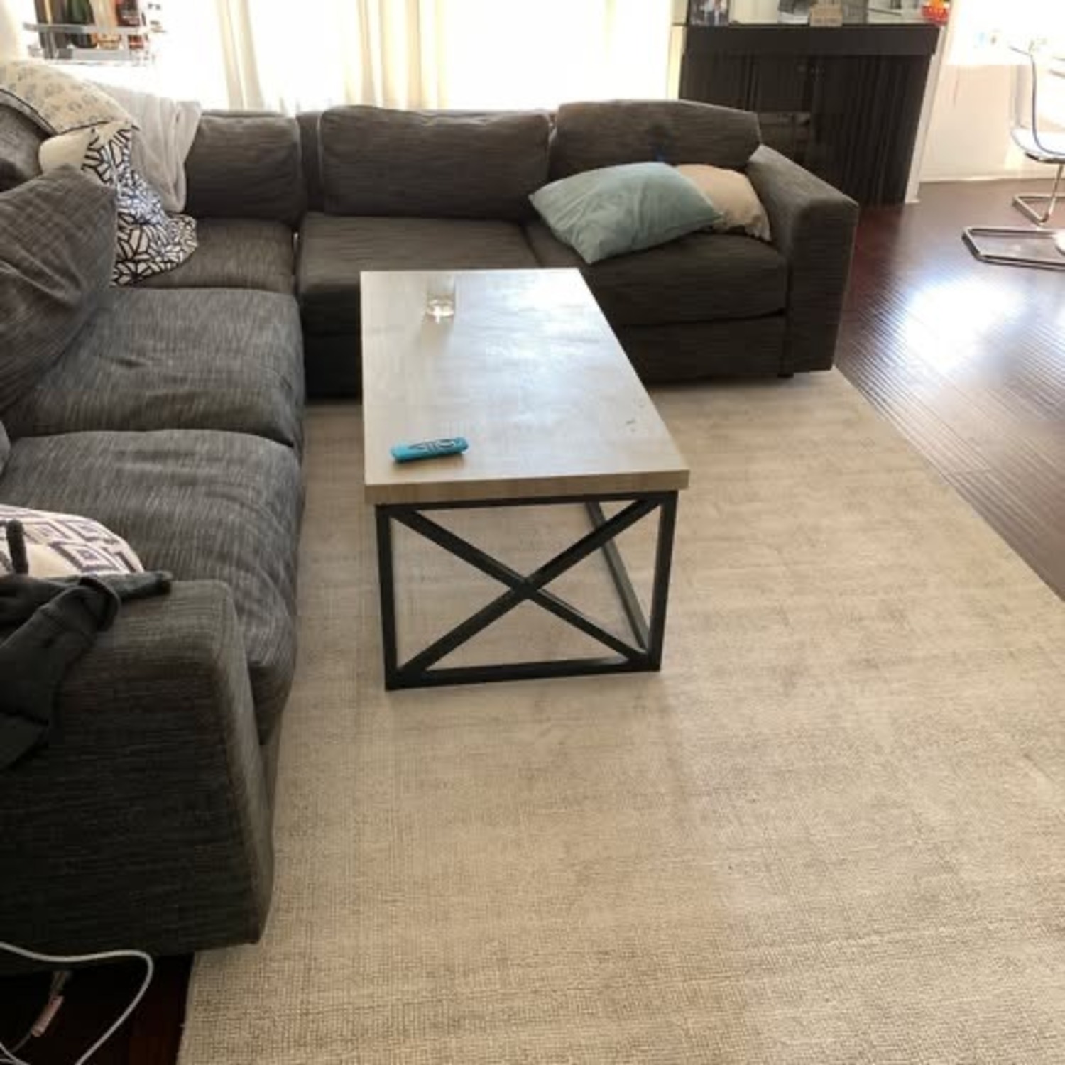 West Elm Urban Dark Gray Fabric 3+ Piece Sectional - image-3