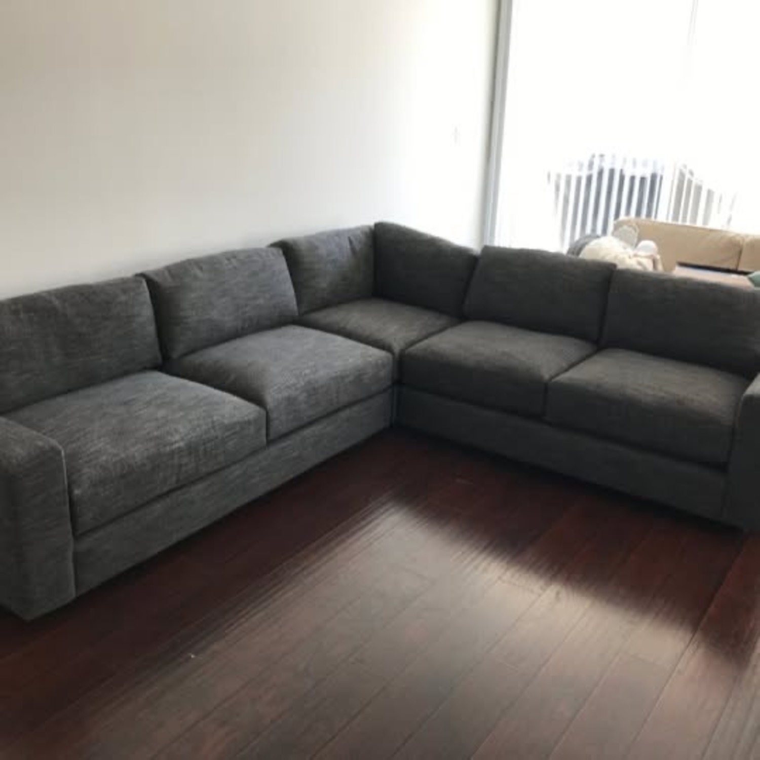 West Elm Urban Dark Gray Fabric 3+ Piece Sectional - image-2